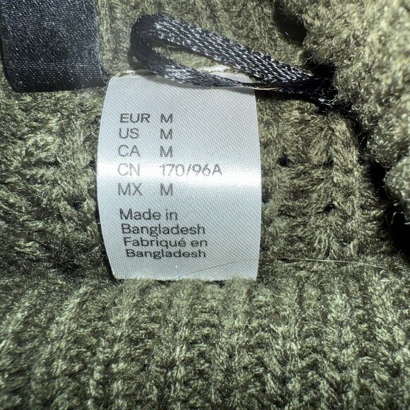 H&M Chunky Knit Waffle Turtleneck Sweater Dark Green - Picture 6 of 8